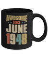 Vintage Retro Awesome Since June 1948 74th Birthday Mug Coffee Mug | Teecentury.com