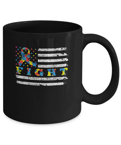 Fight Autism Ribbon US Flag Autism Awareness Mug Coffee Mug | Teecentury.com