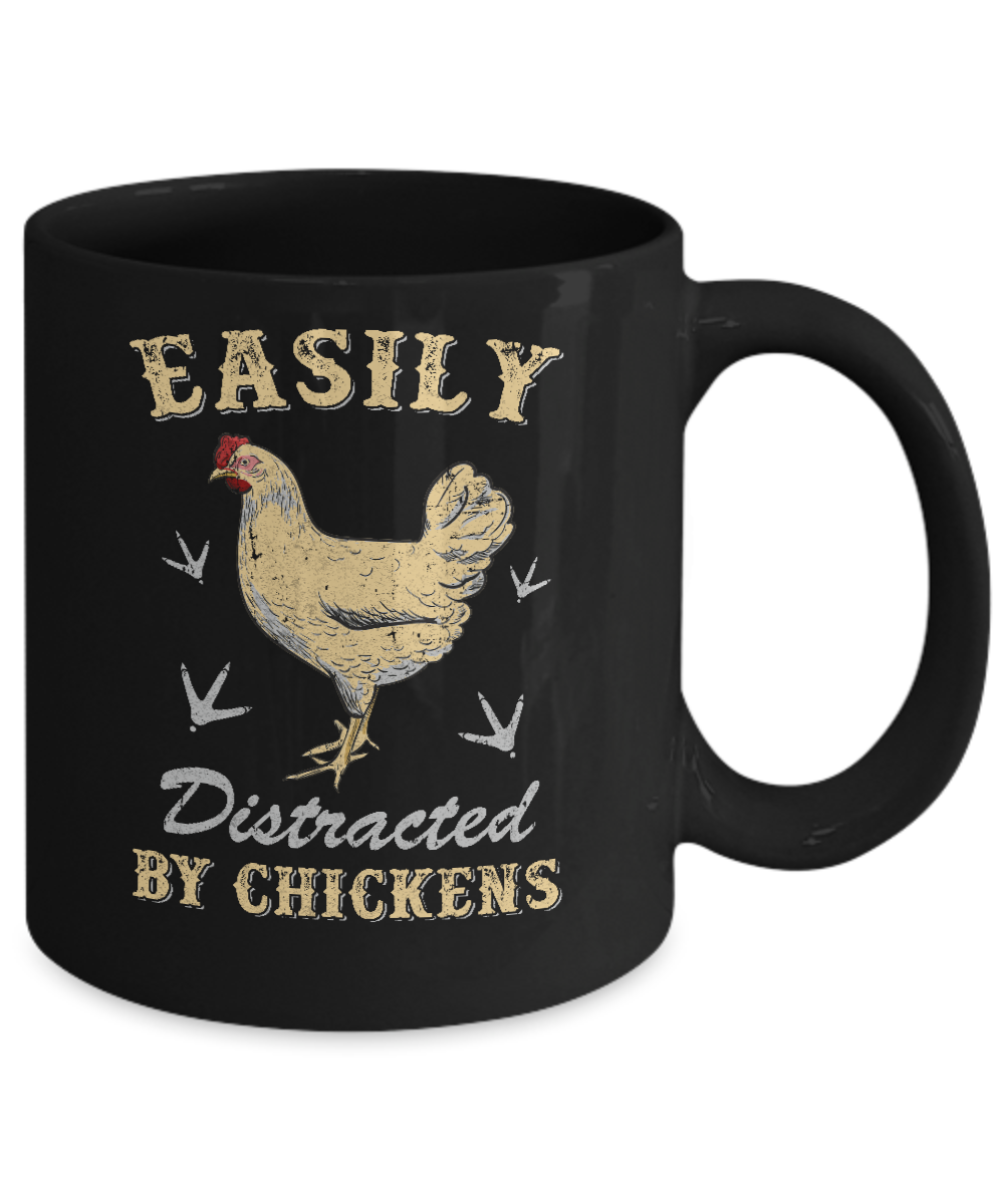 Easily Distracted By Chickens Farmers Mug Coffee Mug | Teecentury.com
