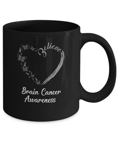 Butterfly Believe Brain Cancer Awareness Ribbon Gifts Mug Coffee Mug | Teecentury.com