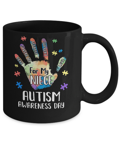 Support Autism Awareness For My Niece Puzzle Gift Mug Coffee Mug | Teecentury.com