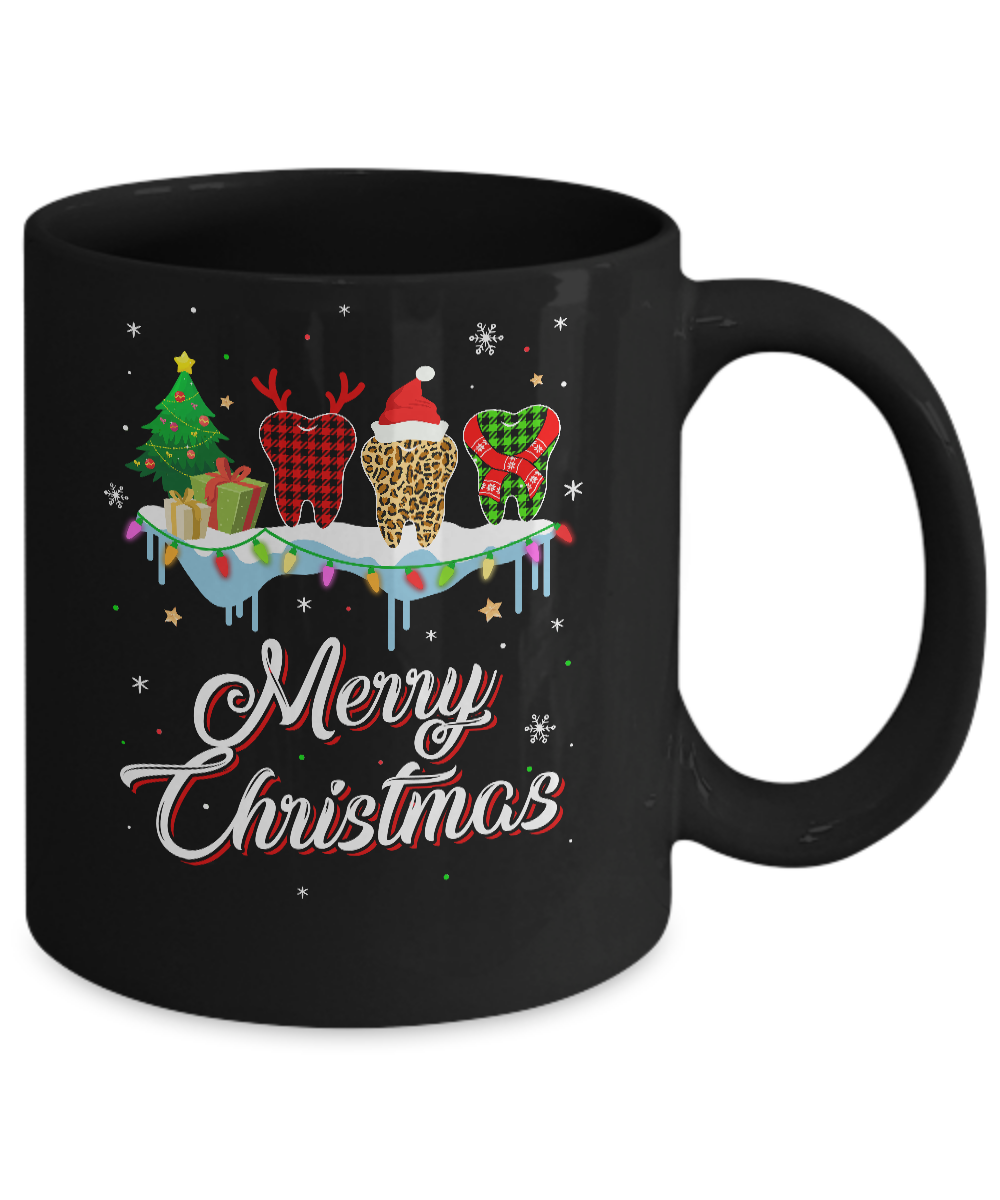 Merry Christmas Dental Assistant Tooth Red Plaid Xmas Gift Mug Coffee Mug | Teecentury.com