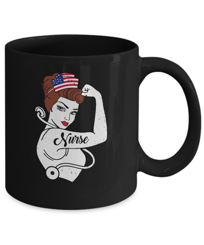 Nurse Vet Strong Woman American Flag Nursing 4Th Of July Mug Coffee Mug | Teecentury.com
