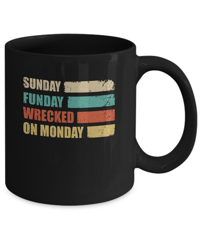 Vintage Sunday Funday Wrecked On Monday Funny Drink Beer Mug Coffee Mug | Teecentury.com