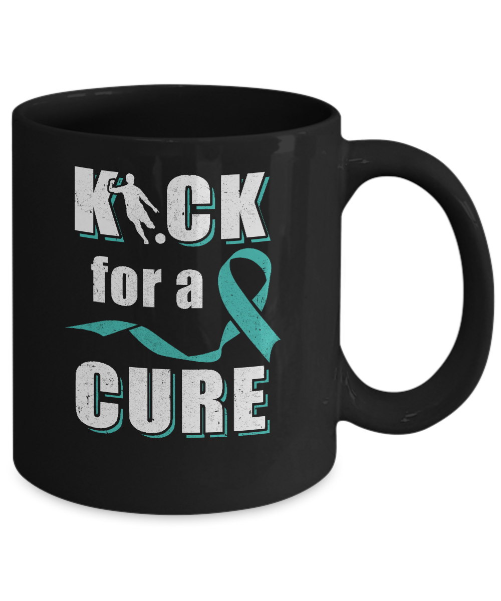 Kick For A Cure Soccer Teal Ovarian Cancer Awareness Mug Coffee Mug | Teecentury.com