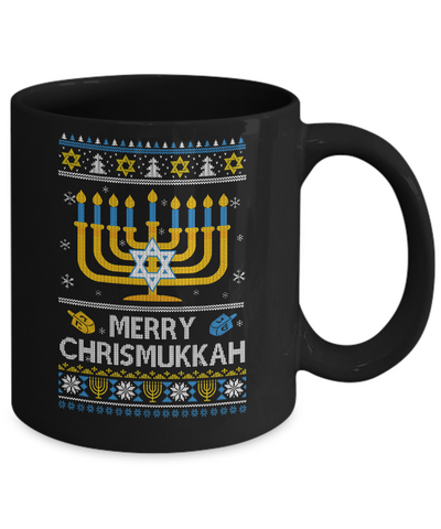Merry Chrismukkah Xmas Hanukkah Ugly Christmas Sweater Mug Coffee Mug | Teecentury.com