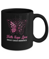 Faith Hope Love Pink Butterfly Breast Cancer Awareness Mug Coffee Mug | Teecentury.com