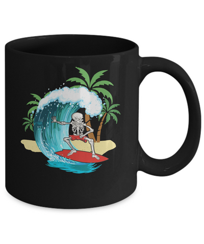Funny Human Skeleton Skull Surfing Mug Coffee Mug | Teecentury.com