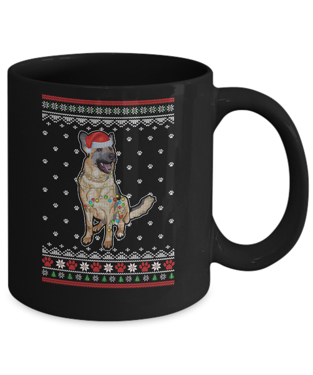 German Shepherd Christmas Ugly Sweater Lights Dog Xmas Gift Mug Coffee Mug | Teecentury.com