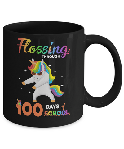 Flossing through 100 Days of School Unicorn Girl Mug Coffee Mug | Teecentury.com