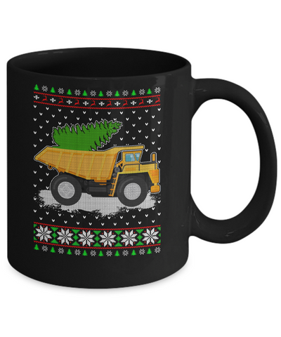 Yellow Dump Truck Trucker Ugly Christmas Sweater Mug Coffee Mug | Teecentury.com