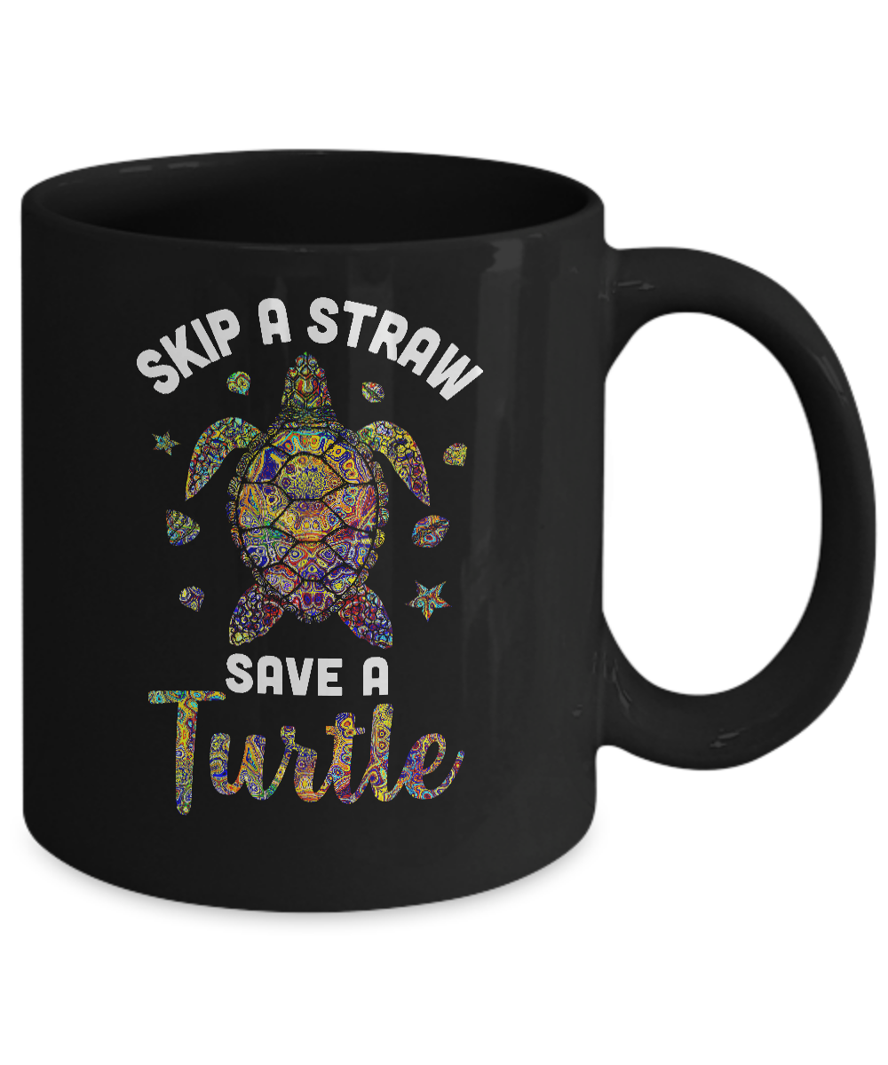 Hippie Skip A Straw Save A Turtle Coffee Mug | Teecentury.com
