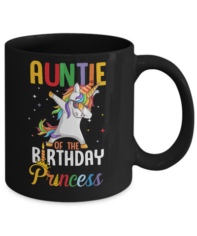 Auntie Of The Birthday Girl Dabbing Unicorn Party Mug Coffee Mug | Teecentury.com