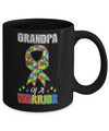 Grandpa Of A Warrior Support Autism Awareness Gift Mug Coffee Mug | Teecentury.com