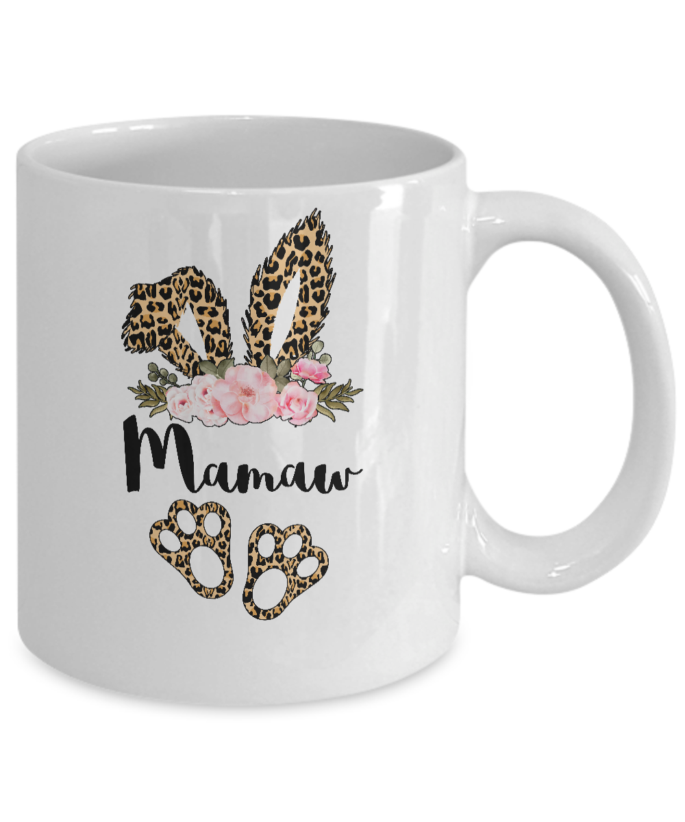 Flower Leopard Bunny Mamaw Easter Day Women Gifts Mug Coffee Mug | Teecentury.com