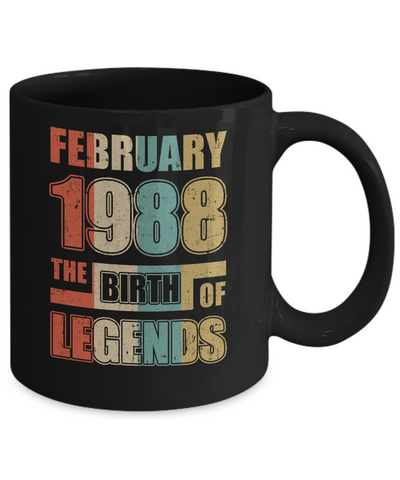 Vintage Retro February 1988 Birth Of Legends 34th Birthday Mug Coffee Mug | Teecentury.com