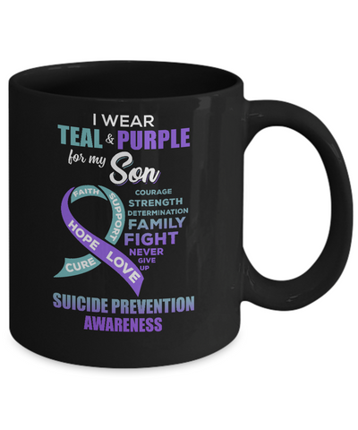 Suicide Prevention Awareness I Wear Teal Purple For My Son Mug Coffee Mug | Teecentury.com