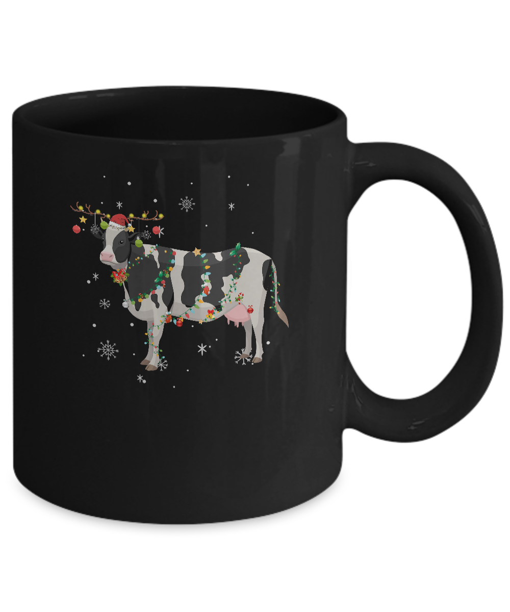 Funny Cow Reindeer Christmas Lights Pajama Mug Coffee Mug | Teecentury.com