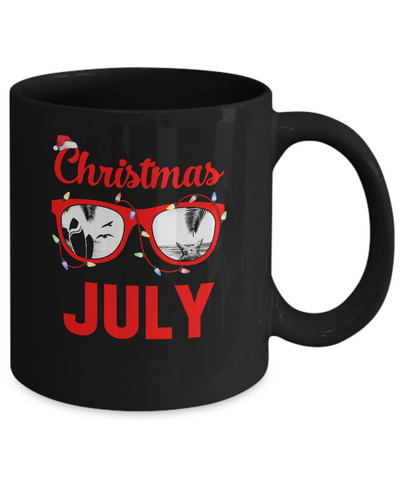 July In Christmas Santa Hat Sunglasses Summer Vacation Mug Coffee Mug | Teecentury.com