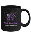 Faith Hope Love Purple Butterfly Fibromyalgia Awareness Mug Coffee Mug | Teecentury.com