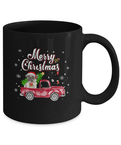 Pug Rides Red Truck Christmas Pajama Mug Coffee Mug | Teecentury.com
