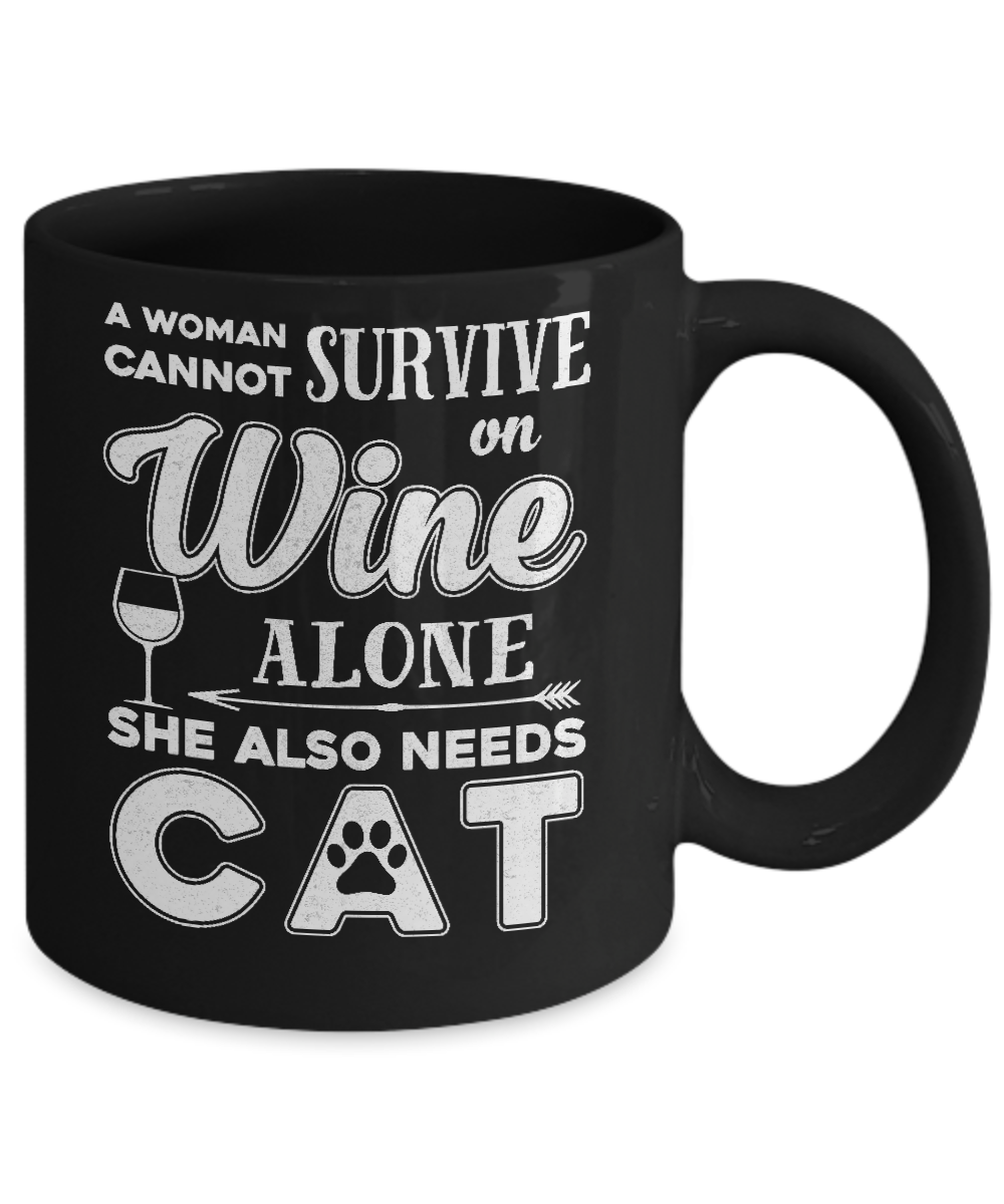 A Woman Cannot Survive On Wine Alone Need Dog Mug Coffee Mug | Teecentury.com
