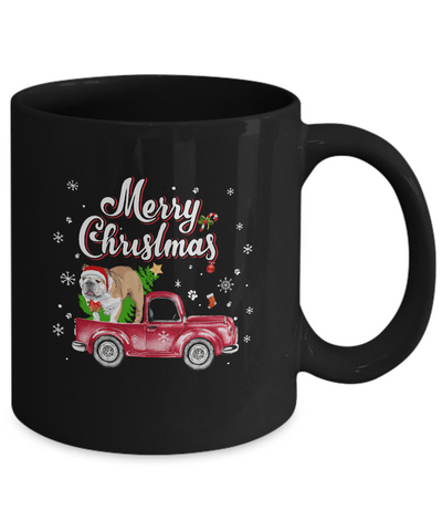 Bulldog Rides Red Truck Christmas Pajama Mug Coffee Mug | Teecentury.com
