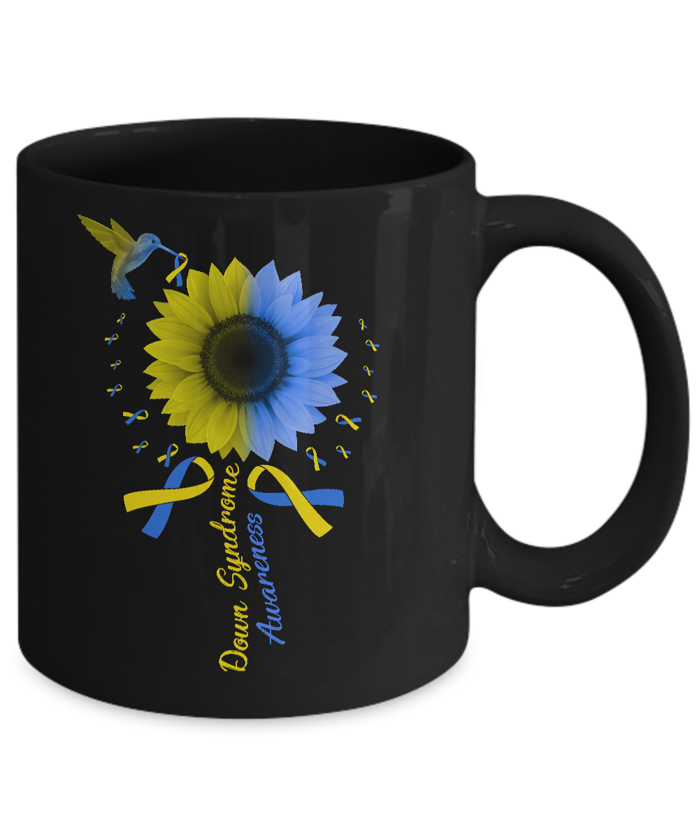 Hummingbird Sunflower Blue Yellow Down Syndrome Awareness Mug Coffee Mug | Teecentury.com