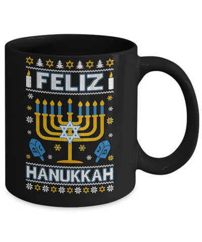 Happy Hanukkah Ugly Sweater Feliz Chanukah Menorah Mug Coffee Mug | Teecentury.com