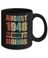 Vintage Retro August 1948 Birth Of Legends 74th Birthday Mug Coffee Mug | Teecentury.com