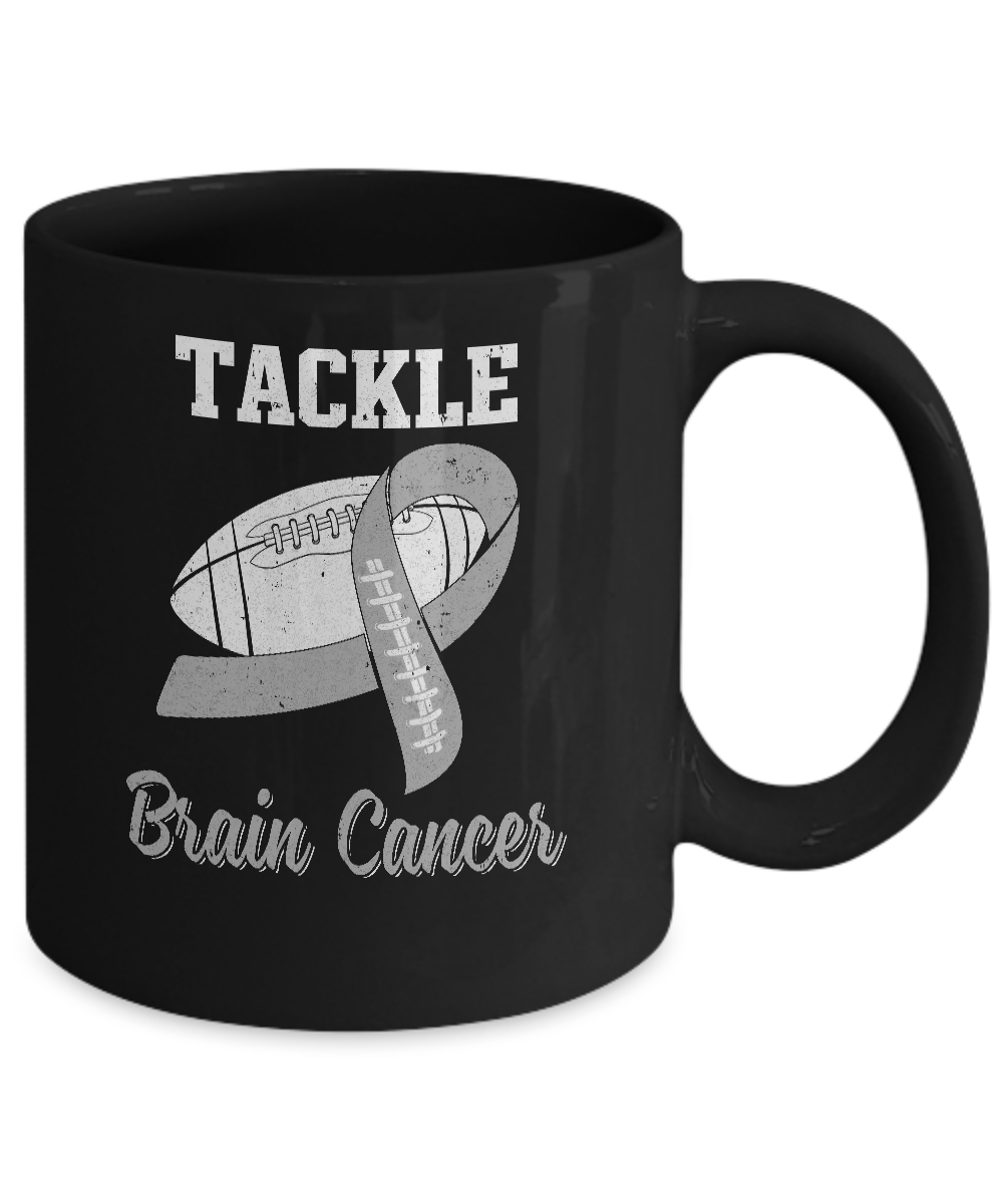 Football Survivor Tackle Gray Brain Cancer Awareness Mug Coffee Mug | Teecentury.com