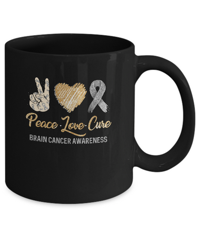Peace Love Cure Brain Cancer Awareness Mug Coffee Mug | Teecentury.com