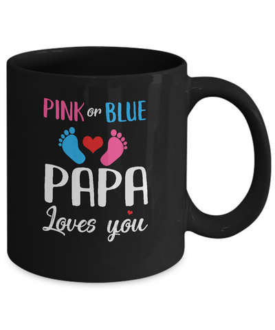 Pink Or Blue Papa Loves You Funny Gender Reveal Party Gift Mug Coffee Mug | Teecentury.com