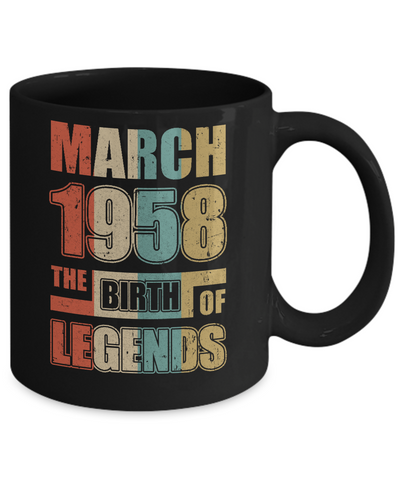 Vintage Retro March 1958 Birth Of Legends 64th Birthday Mug Coffee Mug | Teecentury.com