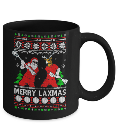 Lacrosse Santa Reindeer Merry Laxmas Ugly Christmas Sweater Mug Coffee Mug | Teecentury.com