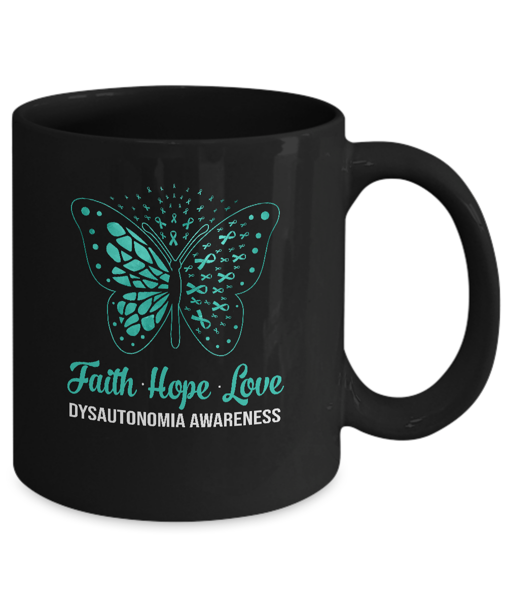 Faith Hope Love Turquoise Butterfly Dysautonomia Awareness Mug Coffee Mug | Teecentury.com