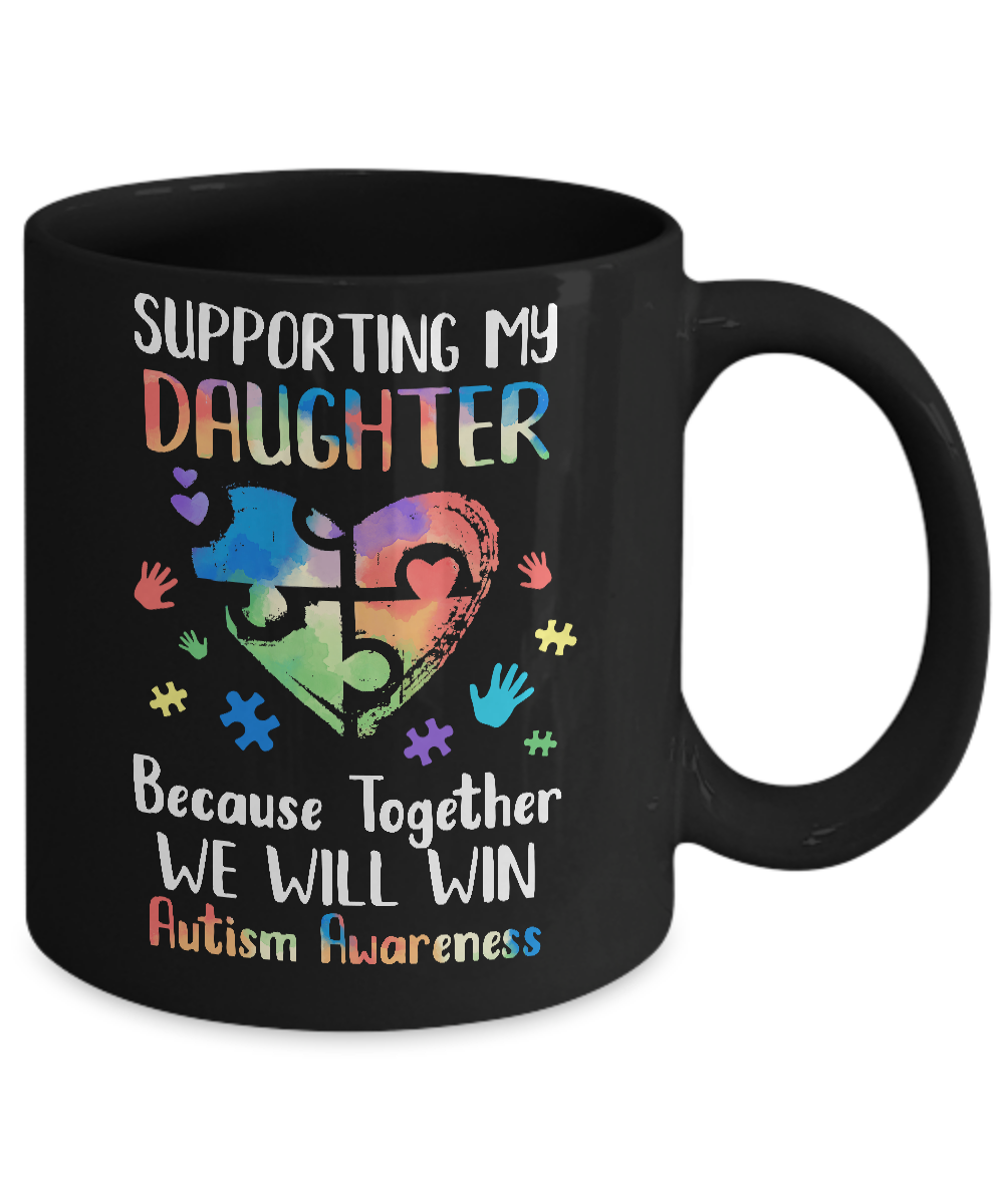 Supporting My Daughter Puzzle Autism Awareness Month Mug Coffee Mug | Teecentury.com