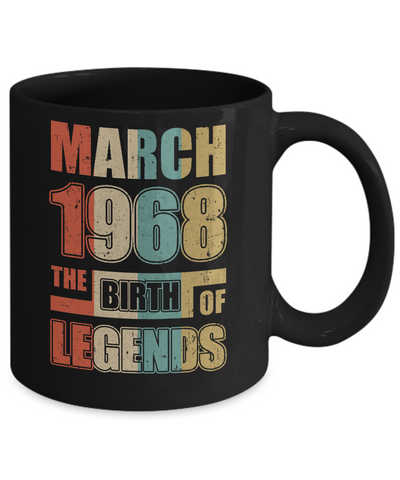 Vintage Retro March 1968 Birth Of Legends 54th Birthday Mug Coffee Mug | Teecentury.com