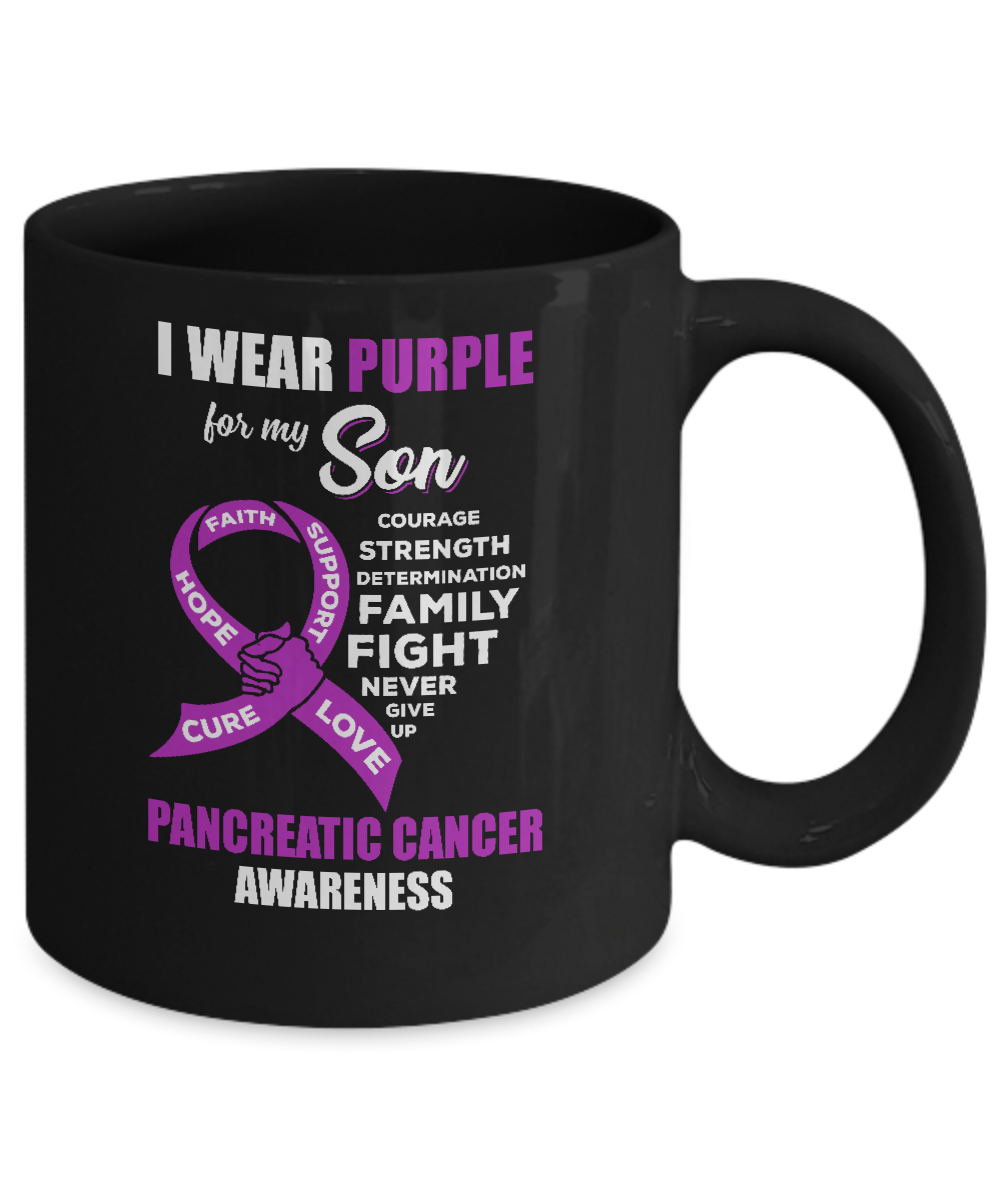 Pancreatic Cancer I Wear Purple For My Son Dad Mom Mug Coffee Mug | Teecentury.com
