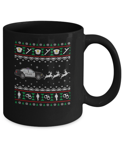 Merry Christmas Police Officer Ugly Sweater Gift Mug Coffee Mug | Teecentury.com