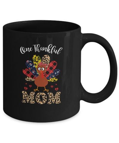 One Thankful Mom Leopard Turkey Thanksgiving Gift Mug Coffee Mug | Teecentury.com