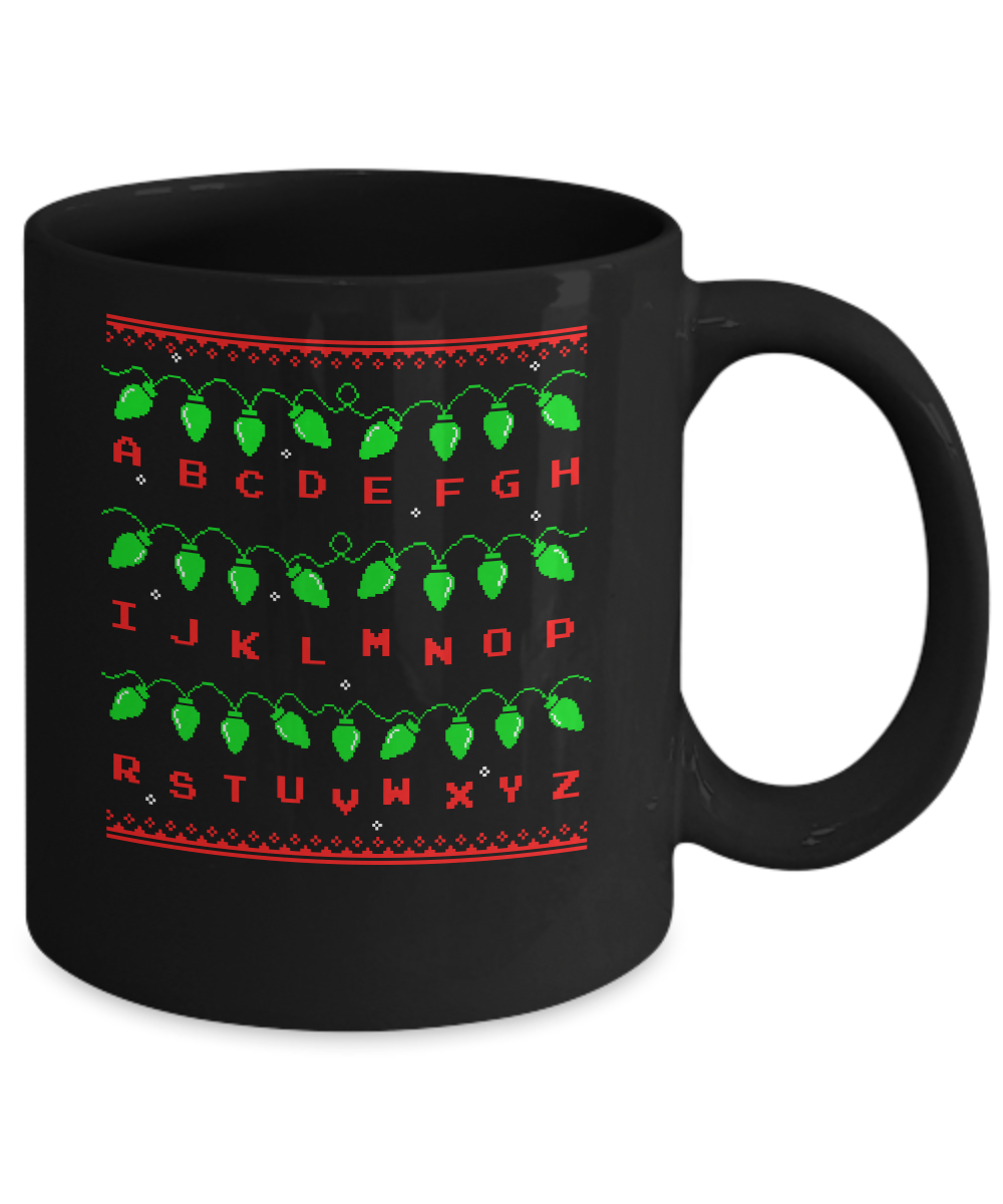 Stranger Ugly Sweater Christmas Lights 8 Bit Mug Coffee Mug | Teecentury.com