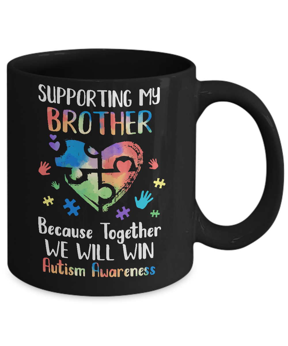 Supporting My Brother Puzzle Autism Awareness Month Mug Coffee Mug | Teecentury.com