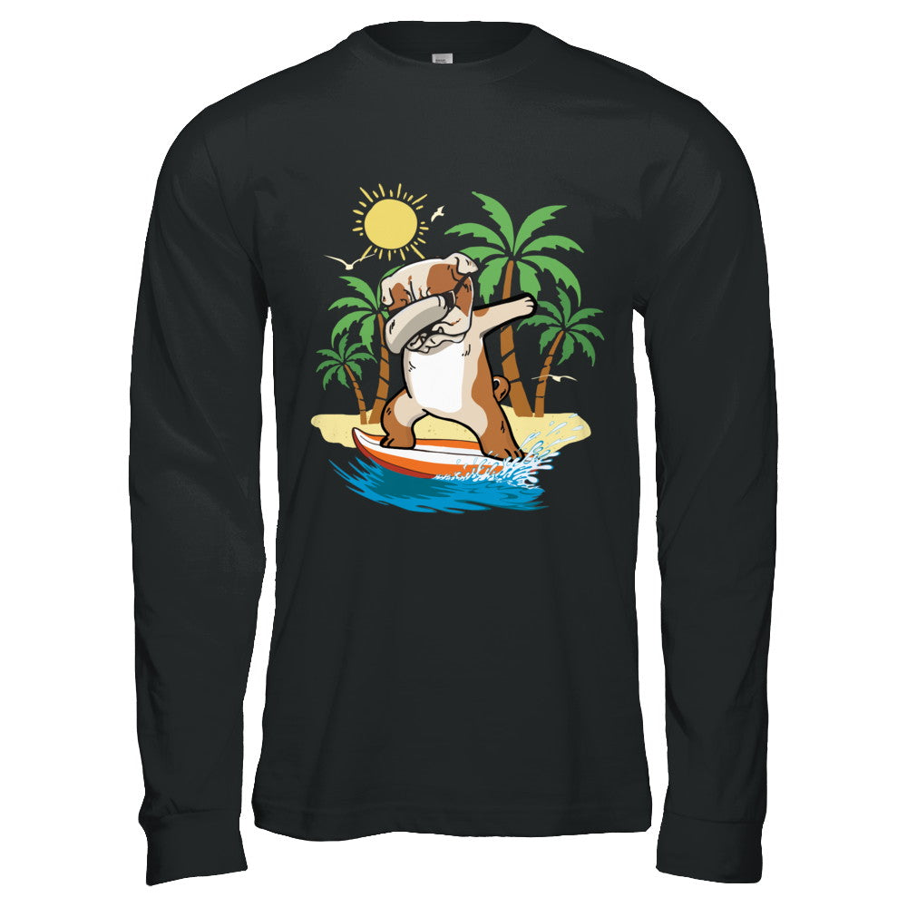Summer Vacation Dabbing Bulldog Surfing Surfboard Gift T-Shirt & Hoodie | Teecentury.com