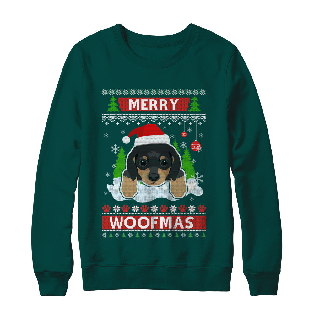 Dachshund Merry Woofmas Ugly Christmas Sweater T-Shirt & Sweatshirt | Teecentury.com