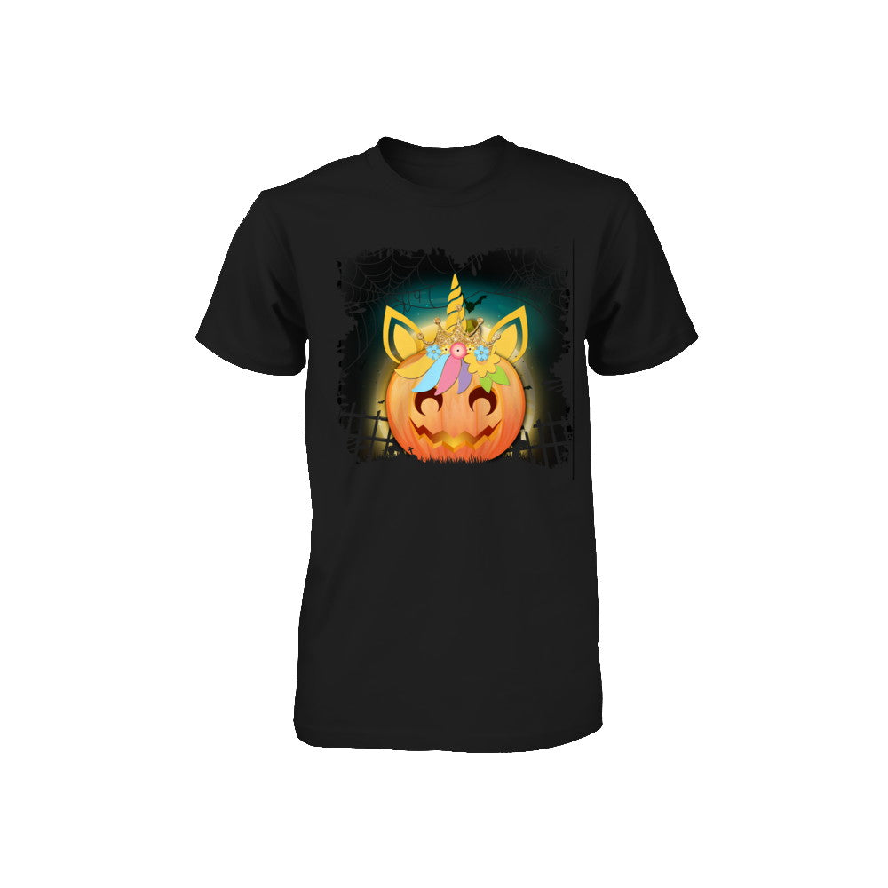 Kids Girls Unicorn Pumpkin Queen Halloween Youth Youth Shirt | Teecentury.com