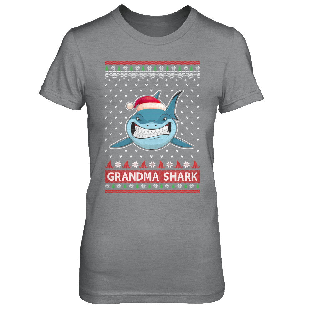 Santa Hat Grandma Shark Ugly Christmas Sweater T-Shirt & Sweatshirt | Teecentury.com