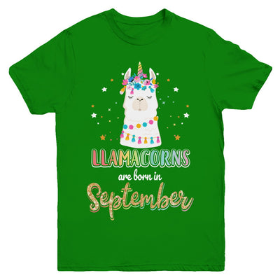 Llama Unicorn Llamacorns Born In September Birthday Gift Youth Youth Shirt | Teecentury.com