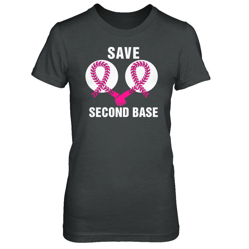 Caterpillar Save Second 2nd Base Funny Baseball Breast Cancer Awareness T- shirt in Black