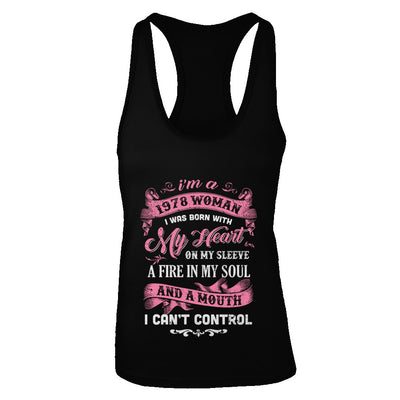 Vintage 1978 Woman 44 Birthday I Was Born With My Heart T-Shirt & Tank Top | Teecentury.com